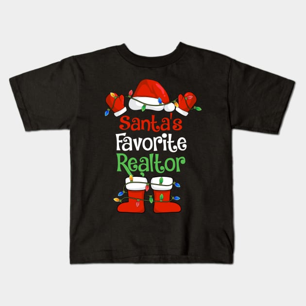 Santa's Favorite Realtor Funny Christmas Pajamas Kids T-Shirt by cloverbozic2259lda